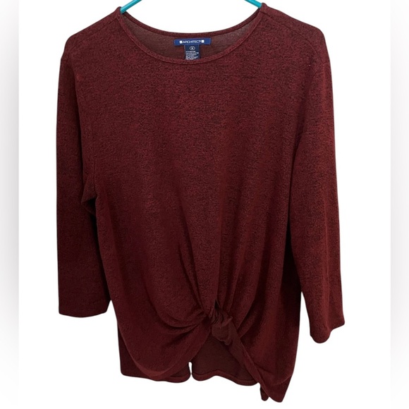 Architect Red Maroon Knotted Bottom Sweater Medium - Picture 1 of 6